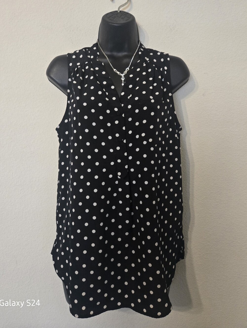 Polka Dot Sleeveless Camisole in Black and White